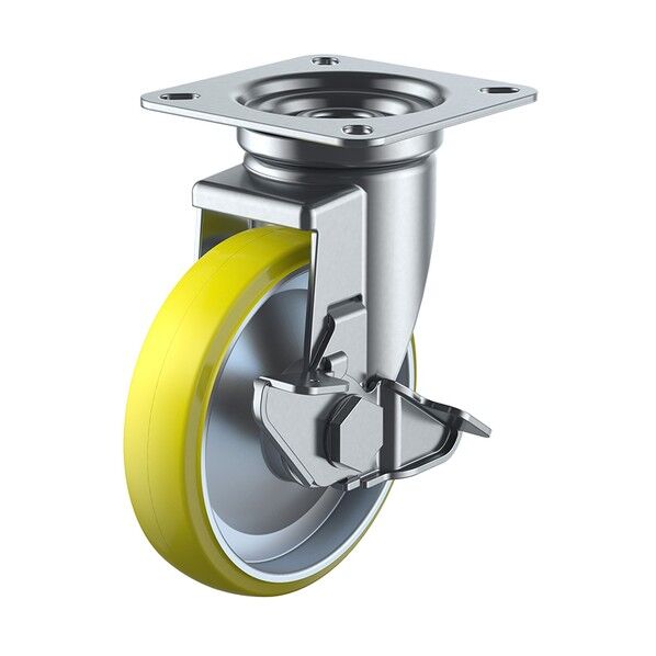 J-S型キャスター 自在車プレート式(ストッパー付) 径130mm 帯電防止ウレタン車輪(鋼板ホイル) UWEJ-130S 1個