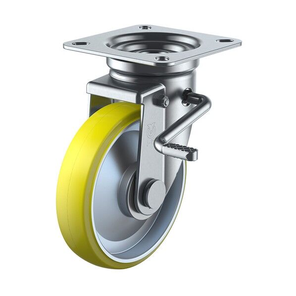 JB型キャスター 自在車プレート式(ダブルストッパー付) UWEJB-130(R) 1個