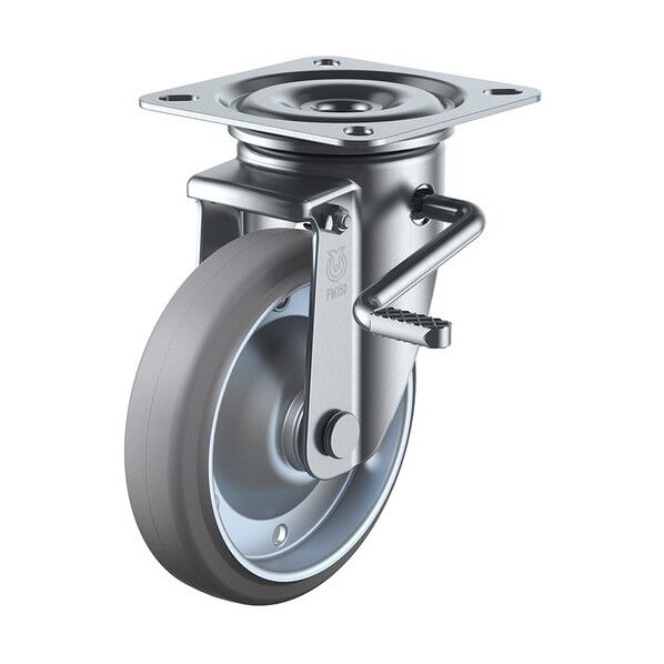 PMS-LB型キャスター 自在車プレート式(ダブルストッパー付) PMS-130WBLB(R)-G 1個