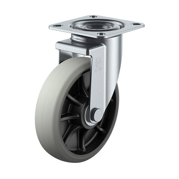 RJ2型キャスター 自在車プレート式 径125mm ウレタン車輪(ナイロンホイル) RJ2-125GU 1個