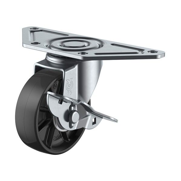 SGC-S型キャスター 自在車プレート式(ストッパー付) SGC-50BNS,Φ8.8 1個