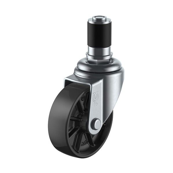 STF型キャスター 自在車ゴムパイプ差し込み式 STF-50BN,Φ22 1個