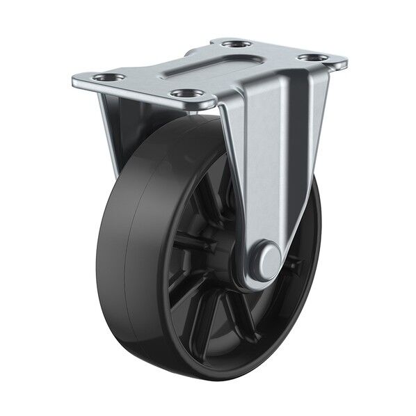 GR型キャスター 固定車プレート式 径25mm ナイロン車輪(黒) GR-25BN 1個