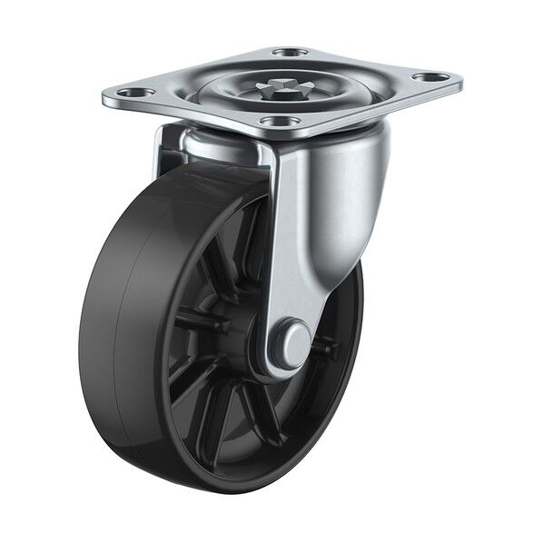 G型キャスター 自在車プレート式 径25mm ナイロン車輪(黒) G-25BN 1個