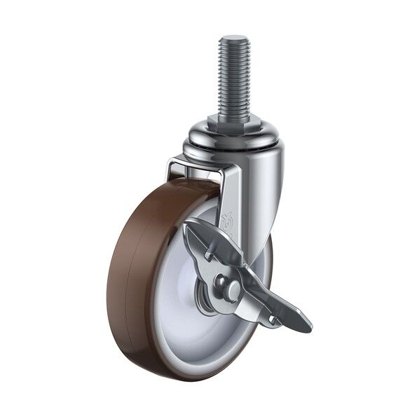 ユーエイ ねじ込み式 自在 キャスター ウレタン 車輪径125mm ストッパー付き Eタイプ ET-S型 ネジ寸法W3/4×40山数10 ET-125URS-W3/4-40 0...