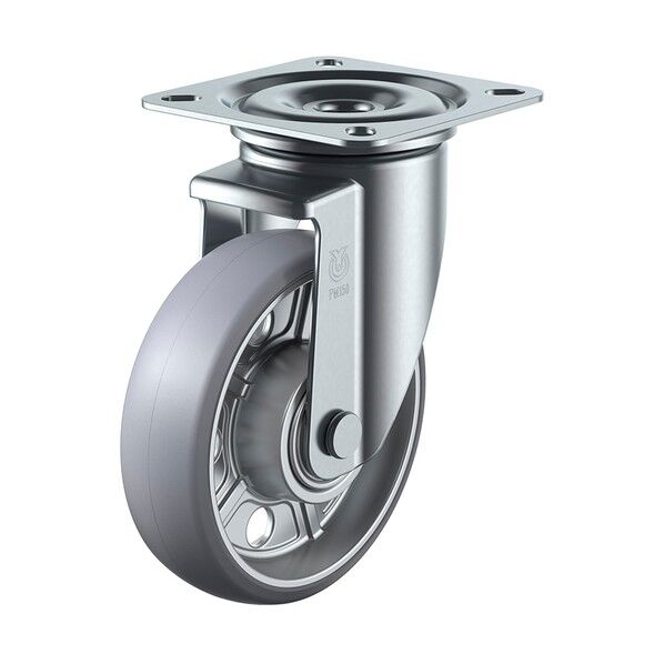 プレート式 自在 キャスター アルティメットウレタン 車輪径100mm  PMタイプ PMS型 取付寸法74×74（67×67）