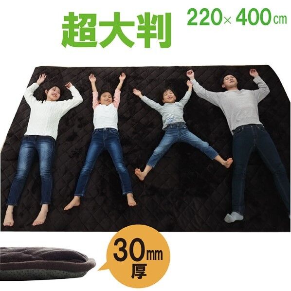 ラグ こたつ敷き布団 長方形 大きい 幅広ラグ ブラウン 約220×400cm