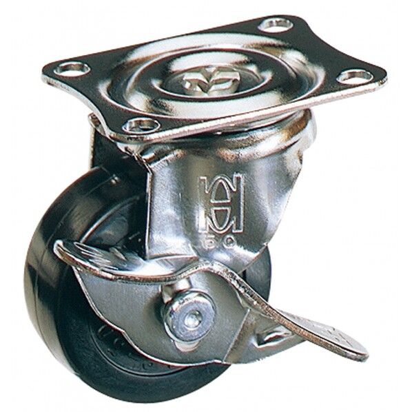 プレート式 軽荷重用 自在車(ブレーキ付) ゴム