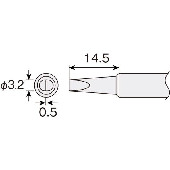 温調式ハンダゴテHS‐26用ビット D型コテ先 128 x 41 x 8 mm HS-145 1点