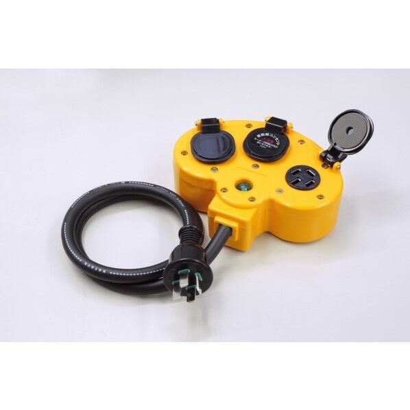 ハタヤマルチタップ延長コード三相200V接地付20A1mコンセント3ツ口