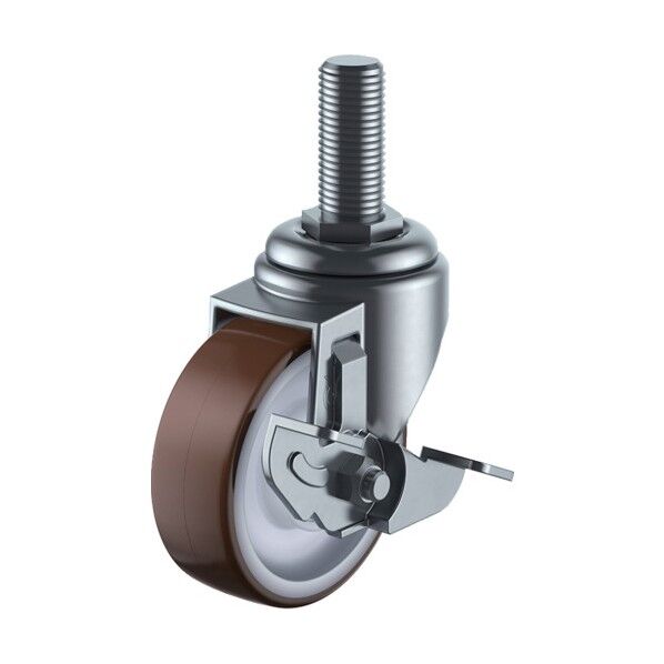ねじ込みキャスターS付自在車 ウレタン車輪ベアリング入