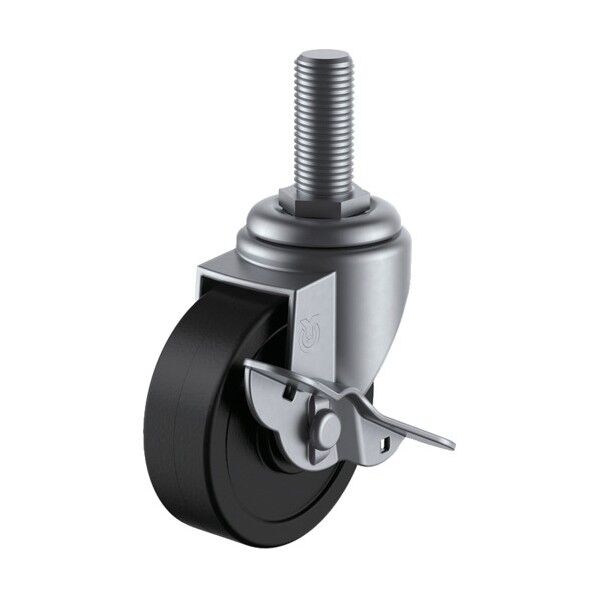 ねじ込みキャスターステンレス製S付自在車 ハードゴム車輪