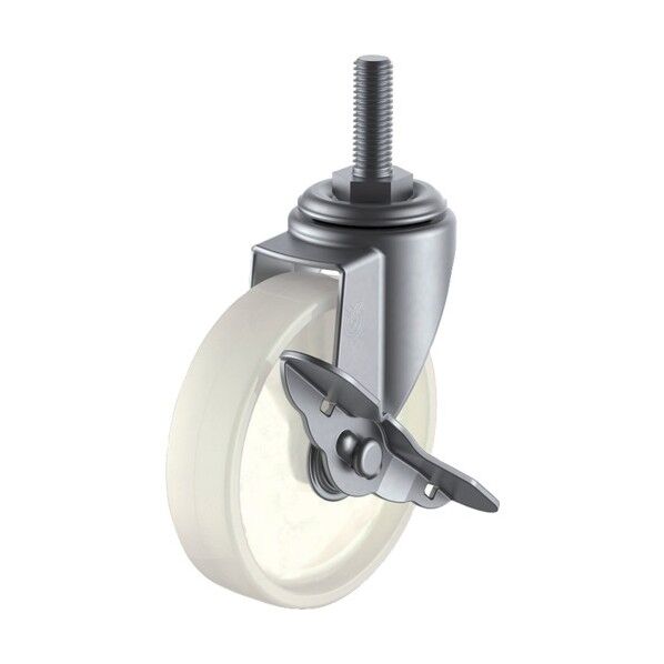 SUS-ET-S型キャスター 自在車ねじ込み式(ストッパー付) 径50mm ナイロン車輪 SUS-ET-50NS,M12×35 1個