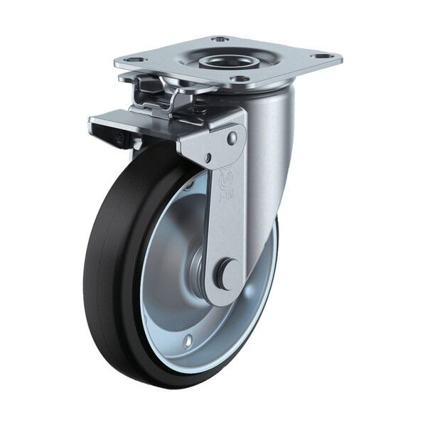 J2K型キャスター 自在車プレート式 径130mm ゴム車輪(鋼板ホイル) WJ2K-130 1個