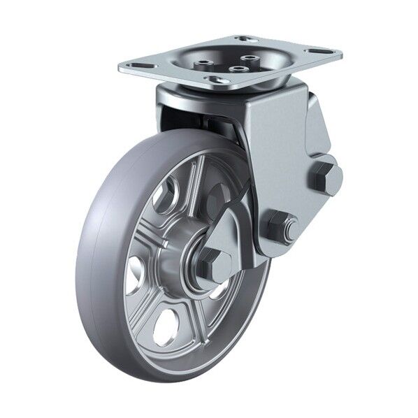 アルティメットウレタン衝撃吸収キャスター 200径 固定取付 B仕様 基準荷重200kg SKY-2R200AUU-B-2 1点