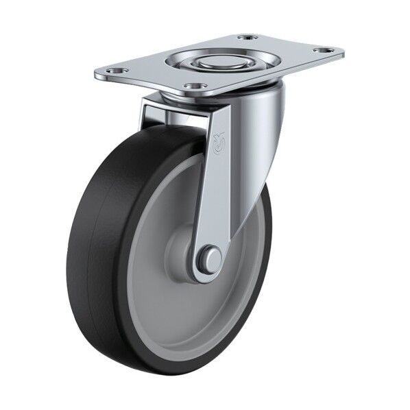 キャスター自在車径100ナイロンホイルゴム車輪 E-100NR 1