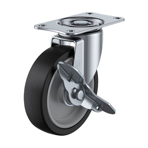 キャスターＳ付自在車１００径ナイロンホイルゴム車輪 E-100NRS 1