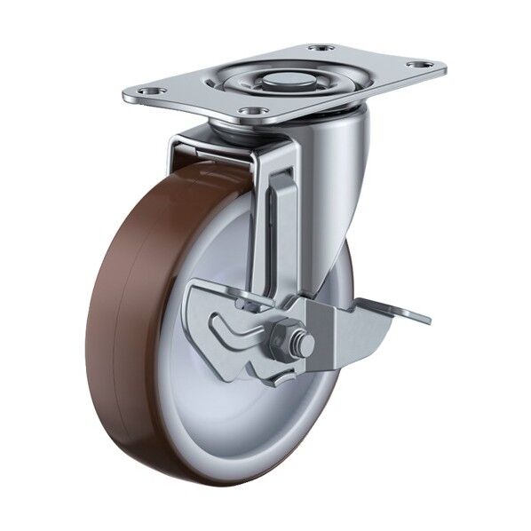 キャスターＳ付自在車径１００ウレタン車輪（ベアリング入） E-100UHFDS 1