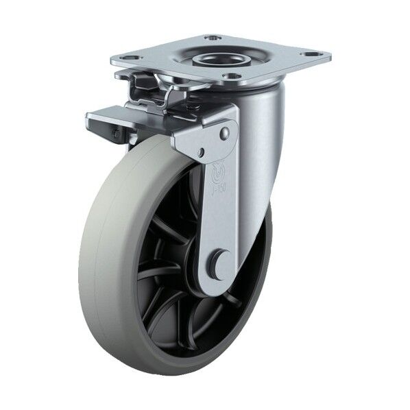 J2K型キャスター 自在車(旋回固定式)プレート式 径130mm ウレタン車輪(ナイロンホイル) GUJ2K-130 1個