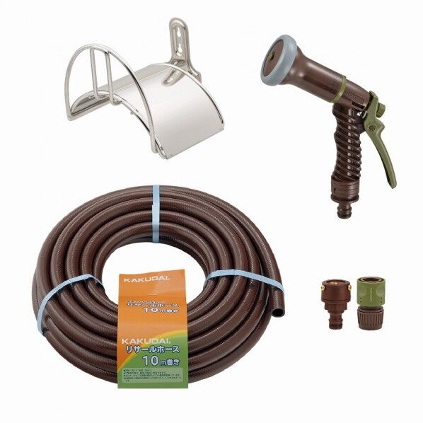 ガオナ 水まきセット ハンガー シャワーノズル 収納 コンパクト おしゃれ ホース 10m