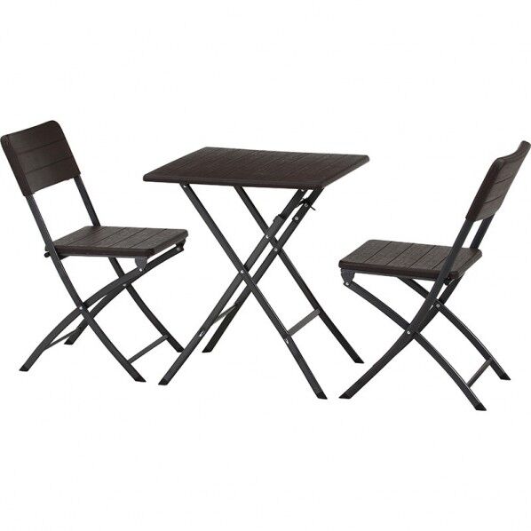 テーブル&チェア 3点セット BR 木目調