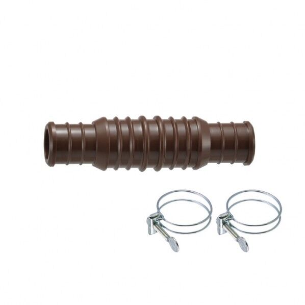 ガオナ ホース接手セット 延長用 内径15ミリ･18ミリ バンドつき 散水 茶色