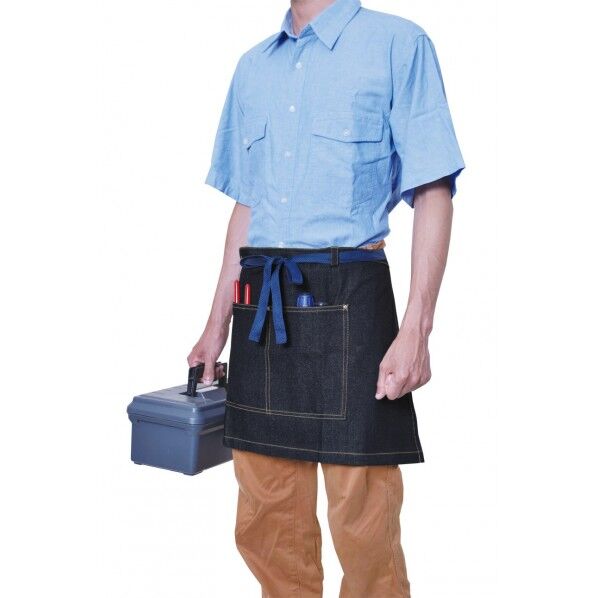 WF-2204 ブラックデニム腰下エプロン