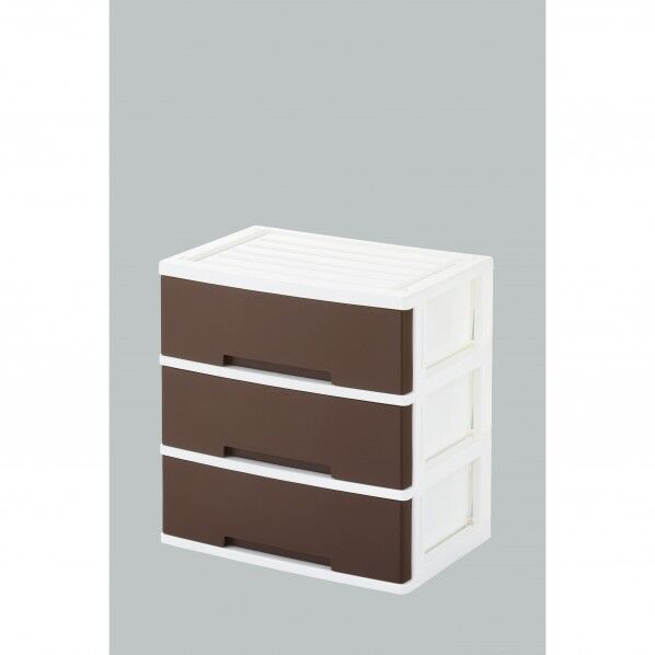 ニューライフワイド収納BOX3段ブラウン