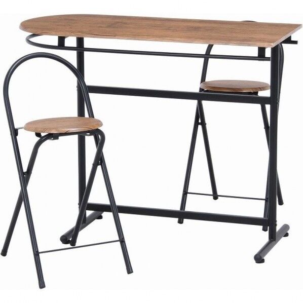 フジボウエキ カウンターテーブル & チェアー 3点セット 3060-1 約幅1100×奥行470×高さ865mm ブラウン/ ブラック 13899 1台...