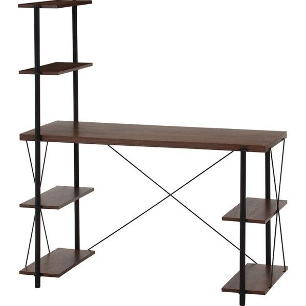 フジボウエキ EZBOワイヤーロック片袖デスク MBR 約幅1220×奥行565×高さ1370mm ミディアムブラウン 71872 1台...