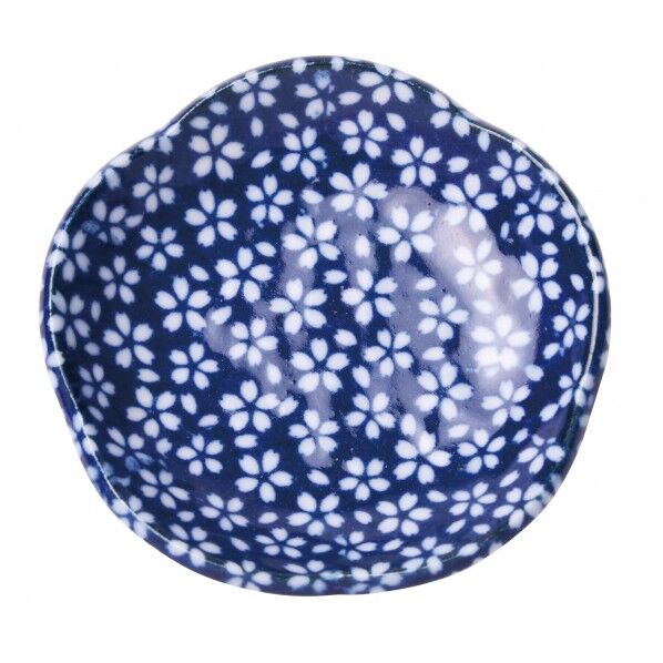 盛塩小皿(花型)藍 山桜