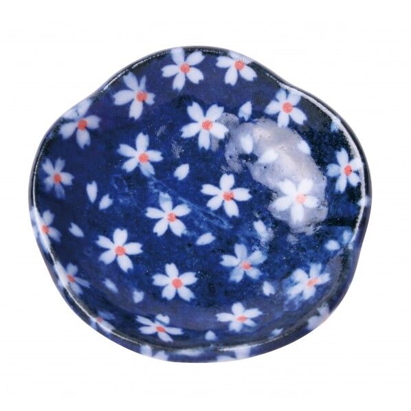 盛塩小皿(花型)藍 さくら