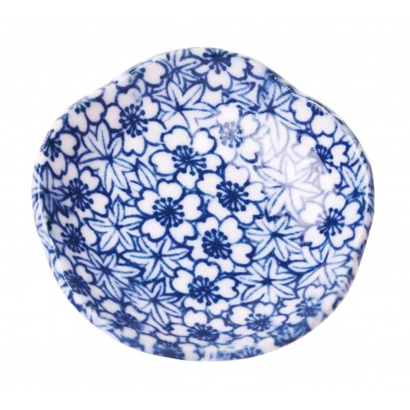 盛塩小皿(花型)藍 春秋