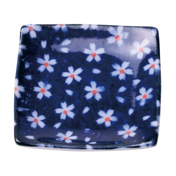 盛塩小皿(角型)藍 さくら