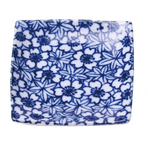 盛塩小皿(角型)藍 春秋