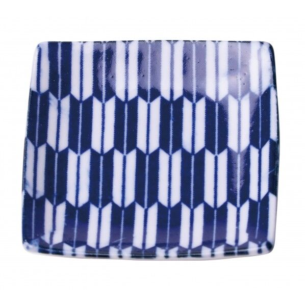 盛塩小皿(角型)藍 矢羽根