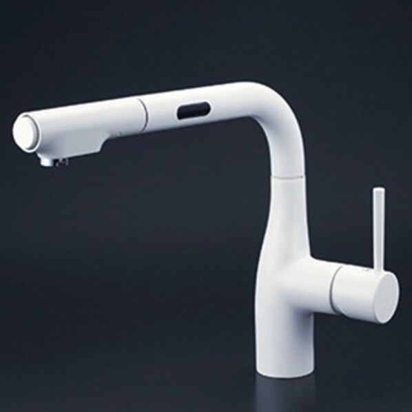 (寒)シングルシャワー付混合栓(センサー付)(eレバー) 電池 マットホワイト KM6071ZDECM4 1個