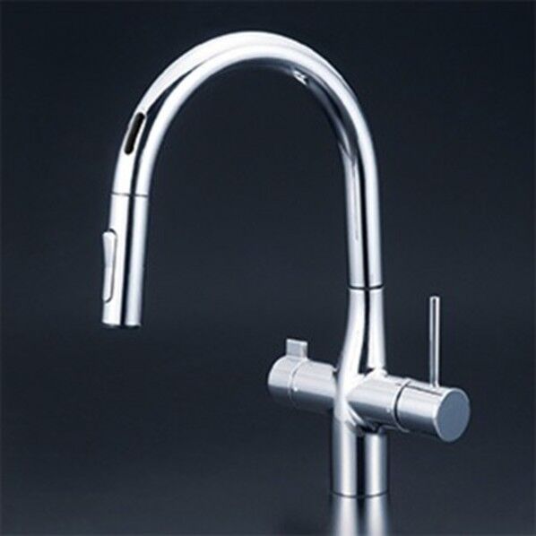 KVK ビルトイン浄水器用シングルシャワー付混合栓(センサー付)(eレバー) 電池 KM6091DEC 1個...