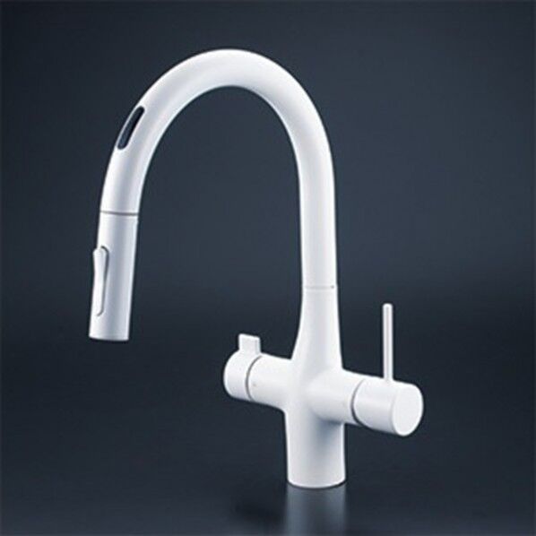 KVK ビルトイン浄水器用シングルシャワー付混合栓(センサー付)(eレバー) 電池 マットホワイト KM6091DECM4 1個