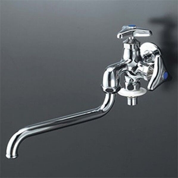 二口自在水栓(ツバ付ワンタッチニップル付)寒冷地用 K21BNZ 1個