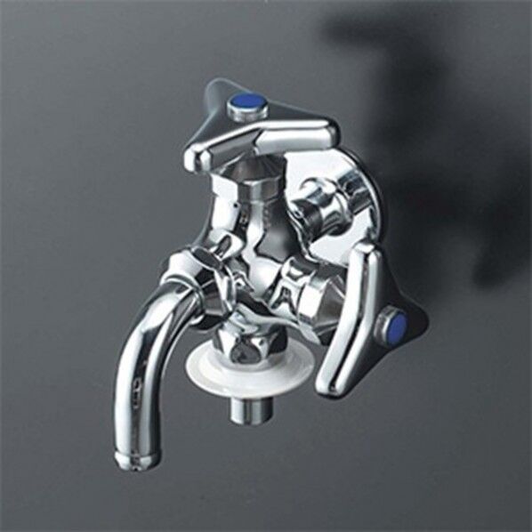 KVK 横水栓 13 2口・吐水口回転・ホース接続・逆止 K124BNJ 1個