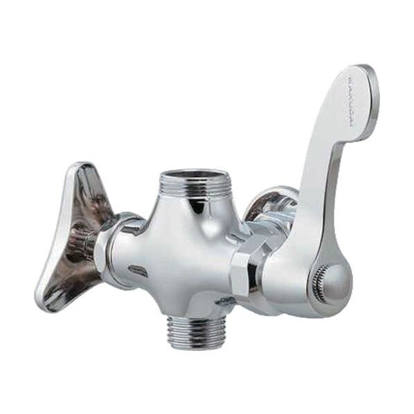 カクダイ 厨房用双口横形自在水栓本体