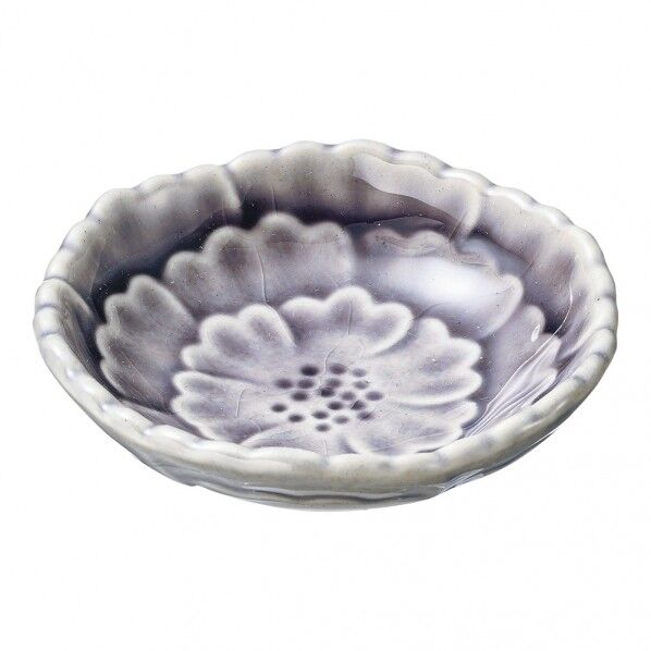 ムラサキ貫入ボタン豆皿