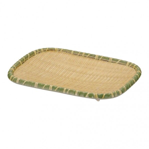 メラミン竹模様長角皿 イエロー S QTV4701 1個