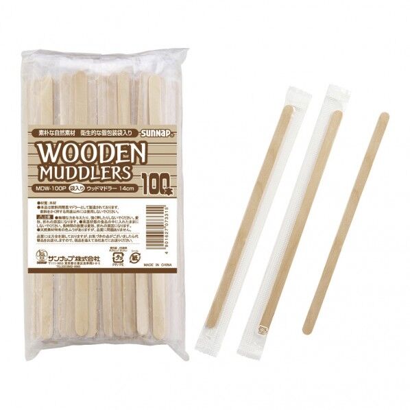 ウッドマドラー個包装 100本 6×140mm GMD0601 1個