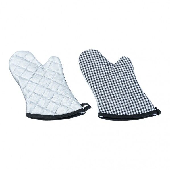 チェック布製オーブンミット(左右1組) ブラック DOCC701 1個