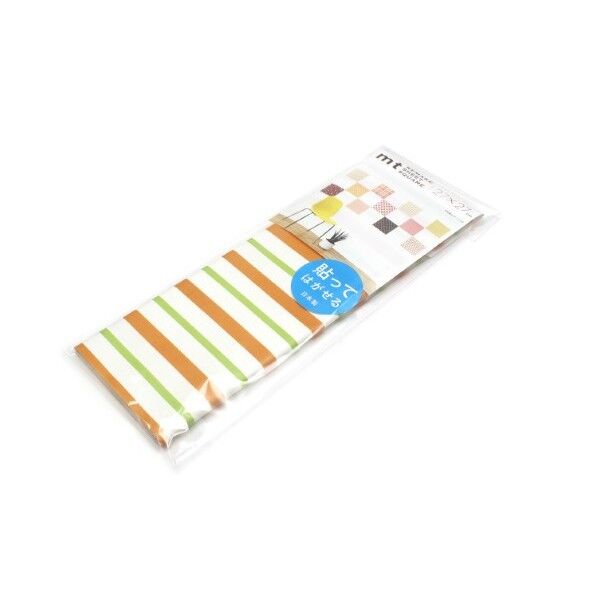 mtリメイクシートスクエア ボーダー･オレンジ×イエローグリーン