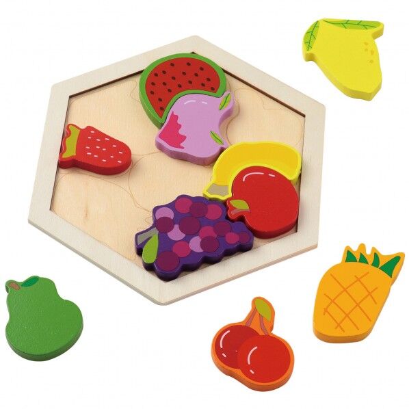 木製六角ハﾟスﾞル フルーツ