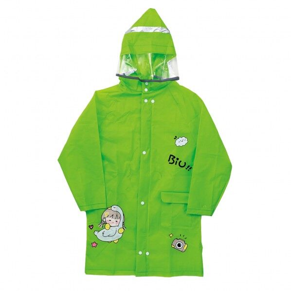 反射テーフﾟ付きレインコート 緑 M