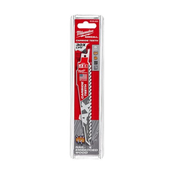 AX木工用カーバイドレシプロソーブレード 5TPI 152mm (1本) 48-00-5221 1個...